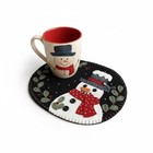 Mug Rug Wool Felt Embroidery Kit - Let It Snow - Snowman Pattern