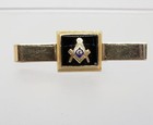 10k Yellow Gold Black Onyx Blue Enamel Masonic Tie Clip 1 75 Inch