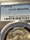 1953 D Franklin Silver Half Dollar  Pcgs Ms 65fbl  Denver     Inv03    G1