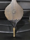 Vintage Wood Leather Fireplace Bellows With Brass Nozzle 22 Inch