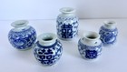 Lot Of 5 Antique Chinese Blue   White Porcelain Ink Paste Pot Water Vessels