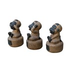 Set 3 Brown Stone Body Black Face Artistic Monkey Statues Ws4828