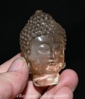 2 4  Chinese Buddhism Marked Yellow Crystal Carved Shakyamuni Buddha Head Statue