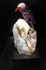 Peter Muller Hand Carved Chevron Amethyst Hummingbird On Tourmaline Base 4 