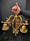 Antique Ornate Heavy Bronze Brass 5 Light Floral Victorian Chandelier Art Nouvea