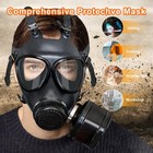 Chemical Full Face Gas Mask Soviet Military Army Respirator   40mm Filter Box
