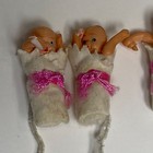 Vintage Celluloid Baby Dolls With Bottles Lot Of 5 Pink Ribbons Made In Japan