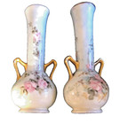 Pair Of Vntg  victorian  Style Bud Vases W gilded Handles