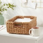 Braided Seagrass Folio Bin - Handwoven Khaki Storage Basket 6x12x17