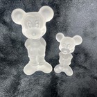 2 Vintage Walt Disney Production Mickey Mouse  Frosted Glass Figurines