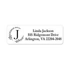 60 Return Address Labels Personalized Printed 3 4  X 2 1 4  Wreath Monogrammed