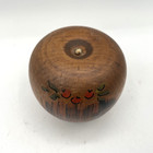 Hand Painted Folk Art Wooden Apple Country Theme Signed Jacobs  83 Paperweight
