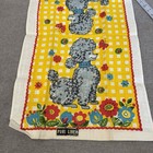 Unused Vintage Kitchen Tea Towel 100  Linen Mod Floral Poodle Colorful 16x27