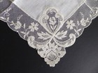Vintage 1930 s Needlework On Net Lace Rose   Flowers Wedding Bridal Handkerchief
