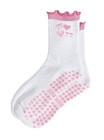 Women Cute Pilates Socks Grip Crew Yoga Socks Ruffle Cuff Embroidery Pattern 