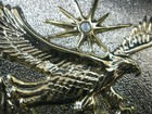 American Bald Eagle Belt Buckle Gold Tone New Background Is Silver   Rhinestone