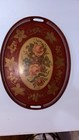 Antique 1800s French Tole Hand Painted Tray Signed    made In France    18    Heavy