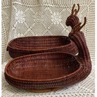 Wicker Deer Reindeer Basket Set Home Decor Brown Vintage Flaws
