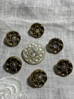 Vintage Ab Rhinestone  Plastic Sewing Crafting Buttons Lot Cb-36