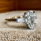 3 50 Carat Pear Cut Moissanite Solitaire Engagement Ring Solid 14k Yellow Gold