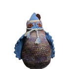 Crochet Winter Owl Handmade 13  Tall Plush Wearing Hat And Scarf Whimsical Cute