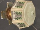 Vintage Art Deco  Original Paint And Glass  Flush Mount Light  Circa 1940