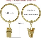 40pack 1 5 inch Metal Curtain Rings With Clips Gloss Gold Strong Clip Rustproof
