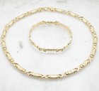 Hugs   Kisses Bracelet Necklace Chain Set 14k Yellow Gold Plated Silver 925 