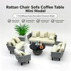 1 15 Scale Rattan Sofa Set W  Coffee Table - Abs Miniature Dollhouse Furniture