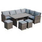 Patio Furniture7 Pieces Pe Rattan Wicker Dining Sofa Set  Outdoor Patio