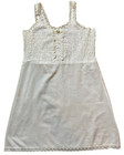 Vintage 1970s 1980s Stone White Usa Slip Girls Eyelet Dress Nightgown Ruffled 8