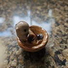 Vintage Hagen Renaker Miniature Baby Bird In Nest 2pc Ceramic Figurine