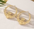 Large Celtic Alloy Claddagh Hoop Earrings  1 Pair  Gold Or Silver Color