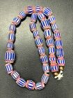 Vintage Venetian African Chevron Glass Bead Strand Mix Size Genuine Trade Beads
