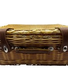 Vintage Wicker Picnic Basket W leather Straps Boho Storage Woven Waterproof