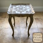 Vintage Italian Florentine Accent Table Gold Gilt Tones   Off White  Ornate