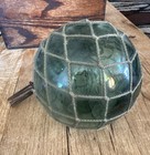 Japanese Antique Hand-blown Glass Float Green See Measurements Read 15 5  Around