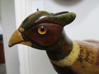 John R Fairfield tom Taber Large Hand Carved painted  pheasant  On Base  read 