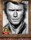 Clint Eastwood - Drawing - To Be Signed By Artist - Metal Sign 11 X 14