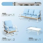 5 Seat Outdoor Sectional Sofa Set With Table Outdoor Patio Furniture Set Blue