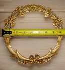 Pair Rare French Bronze brass Mounts Pediments Decors Floral Wreaths 9  Diameter