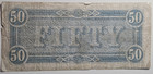 1864  50 Dollar Confederate States Of America Civil War Note Richmond Circulated