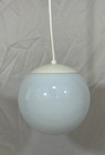 Vintage Mid Century Modern White Glass Orb Globe Pendant Ceiling Light Swag Lamp