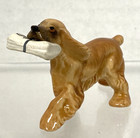 Vintage Retired Hagen Renaker Tan Cocker Spaniel Dog Carrying Newspaper Figurine