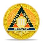 3 Year Alcoholics Anonymous Aa Golden Medallion Coin Sobriety Chip Three Years