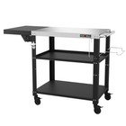 Pargrill Three-shelf Outdoor Grill Table 46 6 x 20  4 Swivel Casters With Brakes