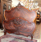 French Antique Louis Xv Rosewood Queen Bed   Carved Rococo Style