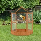 69  Wooden Hexagonal Outdoor Aviary Flight Bird Cage With Covered Roof  Brown