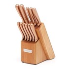  Silversmiths Rame Cutlery Set With Block  12-piece Set Smooth Copper