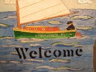 Vintage Sailing Sail Boat Nautical Welcome Sign Plaque 14 x9 5 